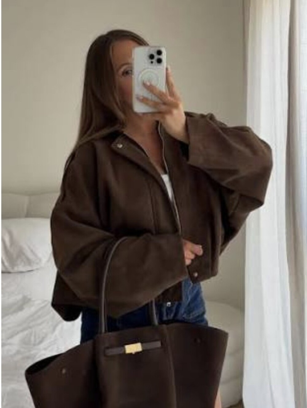 Zara oversized faux suede bomber jacket